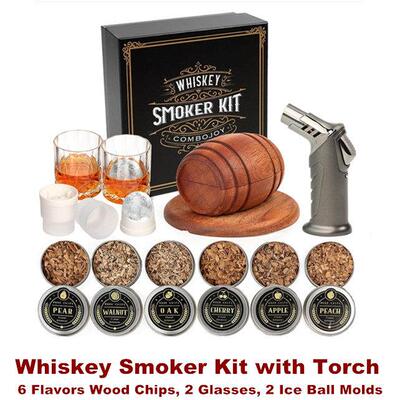 Whiskey Smoker Kit with Torch Cocktail Smoker Infuser Drink