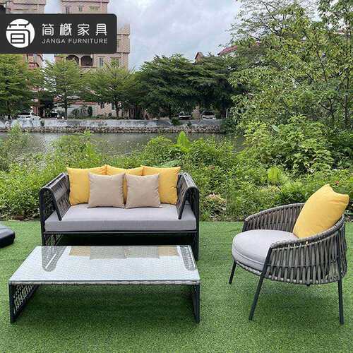 户外绳编沙发设客厅样间计师藤80椅休闲阳台民藤编单人板沙宿发