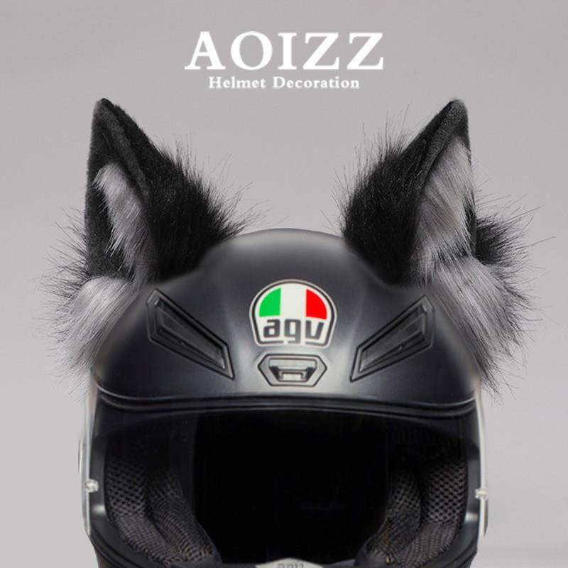◆AOIZZ◆狼系仿真头盔兽耳 重工网红同款机车滑雪装饰可弯折拆卸,摩托车/装备/配件,头盔饰配,淘宝优惠券,粉丝福利购,淘宝优惠卷