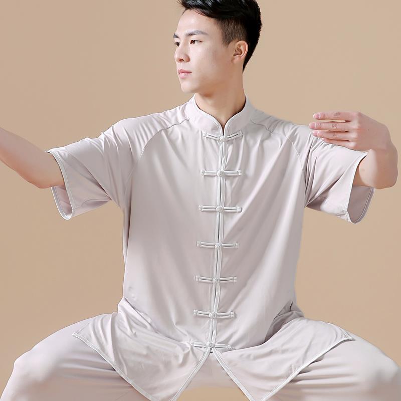 新款武士术龙太极服女牛奶比赛表演武装服中国风太极拳丝练功服男图片