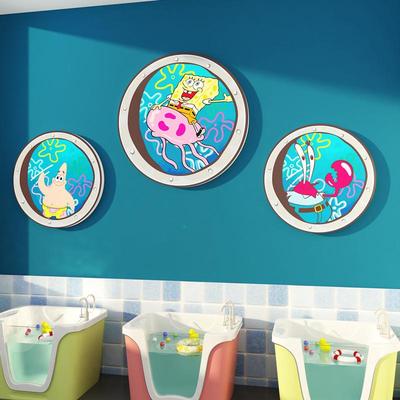 网红海绵宝宝贴纸婴儿游泳馆墙面装饰浴室厕所卫生间布置背景洗漱