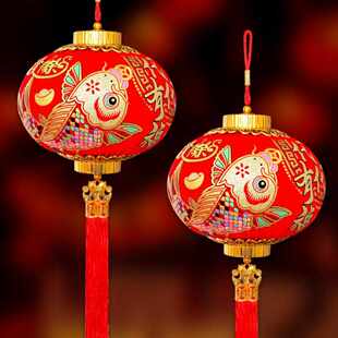 饰品福鱼 春节挂饰新年挂件小灯笼烫金年年有余乔迁新房客厅玄关装