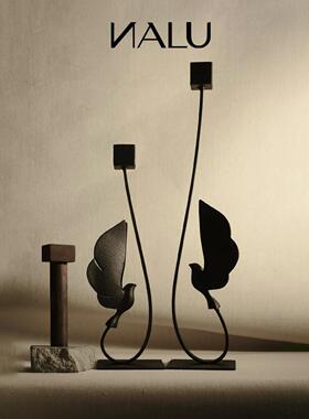 NALU那鲁夫鸟爱心烛台比翼双飞高级感艺术装饰品桌面摆件结婚礼物