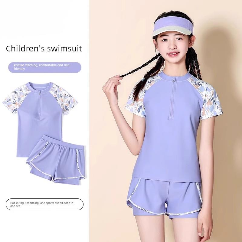 TTIT儿童泳衣女孩2025新款夏速干女童中大童初中生保守泳装