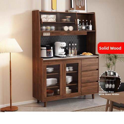 新中式实木餐边柜靠墙一体储物柜现代简约客厅置物柜茶水柜墙边柜