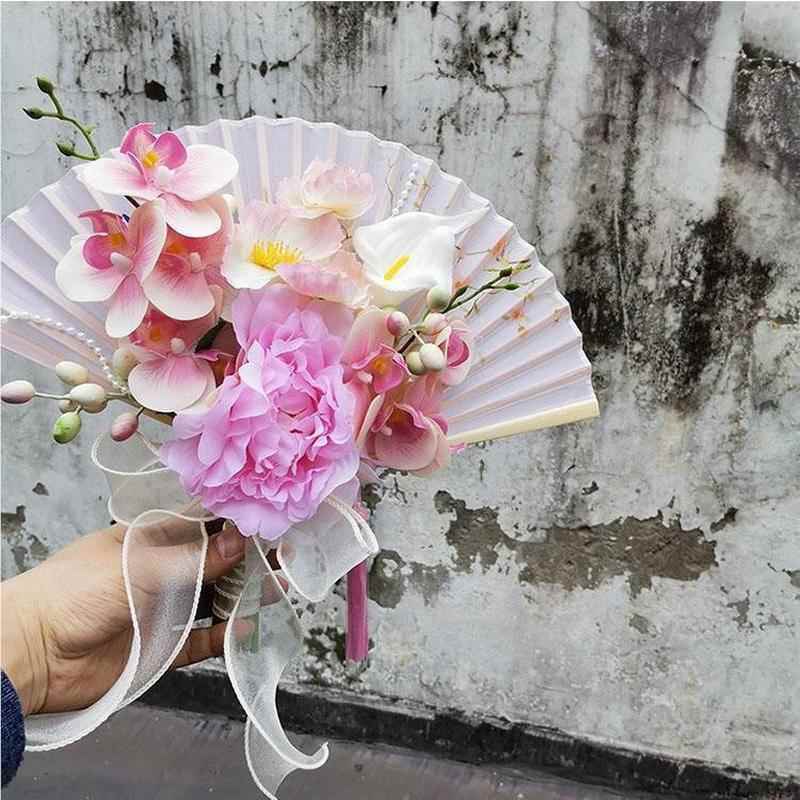 手新中式新B7106318娘拍照道具蝴蝶兰花折扇捧婚古风结婚礼迎亲晨