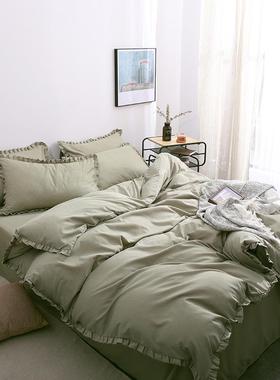 高档ins网款.纯红色酒店床上用品四件套欧风北18m床单被套宿舍三