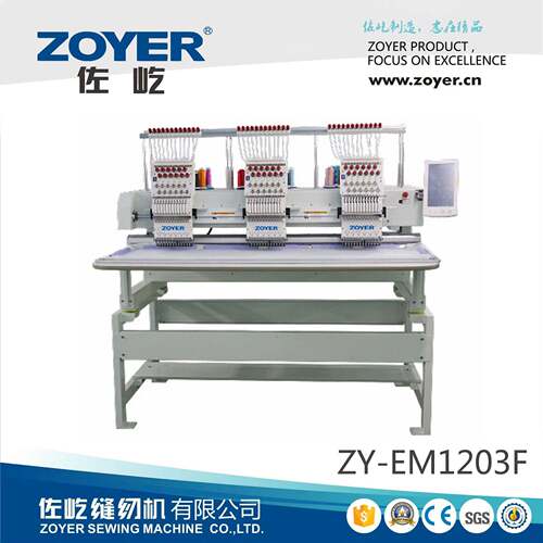佐屹三头12针工业绣花机 刺绣机单平绣多头多色embroider machine