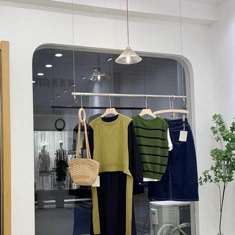 服装店橱窗展示架悬挂吊架吊顶挂衣架不锈钢陈列女装挂衣架吊杆