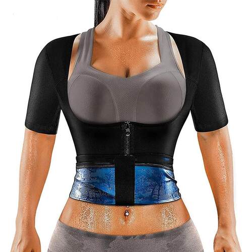 Sauna Suit Shirt Women Sweat Waist Vest Fajas Sleeve Tank