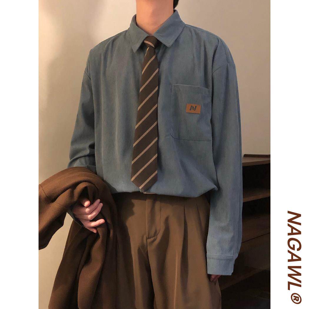 NAGAWL美式复古宽松百搭学院风休闲打底长袖衬衫上衣男女衬衣潮牌