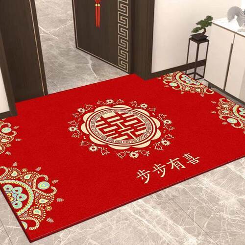 入户门结婚地毯喜庆红色婚房地毯