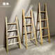 包邮 家用梯爬梯实木拍照道具梯子不可伸缩原木靠墙置物架装 饰摆件