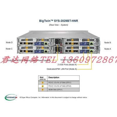 超微 SYS-2029BT-HNTR服务器4节点/四子星 X11DPT-B/24NVME 3647