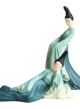 新中式创意只此青绿艺术摆件轻奢家居客厅酒柜装饰品古风礼品