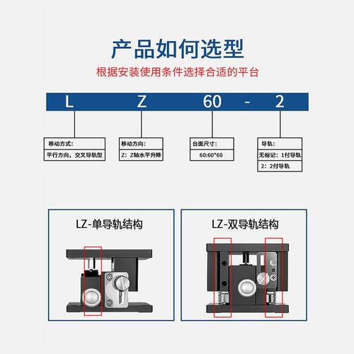z轴手动升降平台光学精密位移微调滑台厂家直销lz40/60/90/80/125