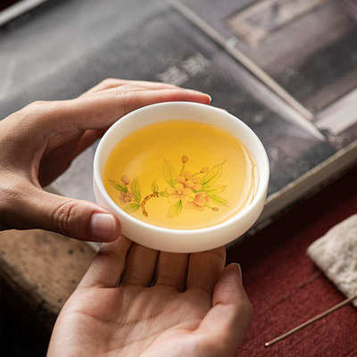 手绘家用主人烧杯杯商务礼品陶瓷杯羊脂玉素品茗办公泡茶批发