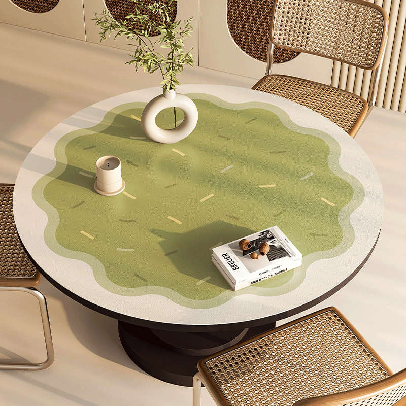 圆形桌垫防水防油免洗餐桌小圆桌桌布轻奢高级感皮革防烫茶几亿恒