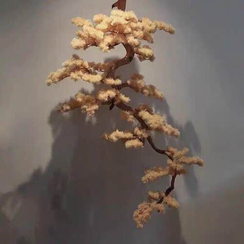 仿真迎客松悬挂松树罗汉松大型壁挂美人松中式造景家居装饰