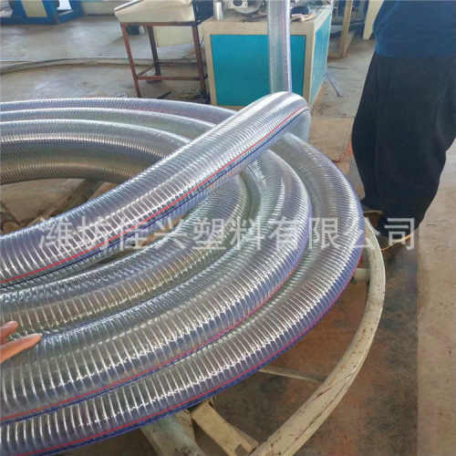 潍坊厂家 农田园林灌溉吸水泵吸水排水 pvc钢丝弹簧塑料增强软管