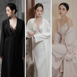 越南小众DORO 2022秋季查理夫人丝绸性感蕾丝吊带睡裙两件套