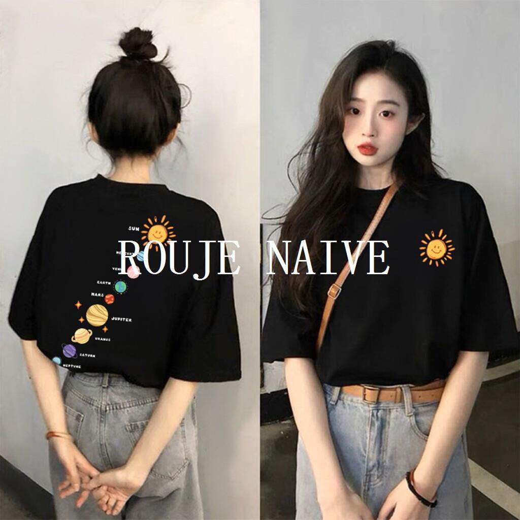 ROUJE NAIVE黑色短袖t恤女士2026新款爆款夏季设计感小众大码上衣