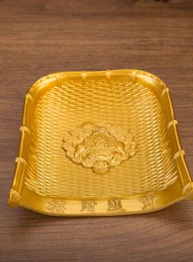 黄铜簸箕招财进宝五谷丰登金属工艺品摆件乔迁客厅装饰品