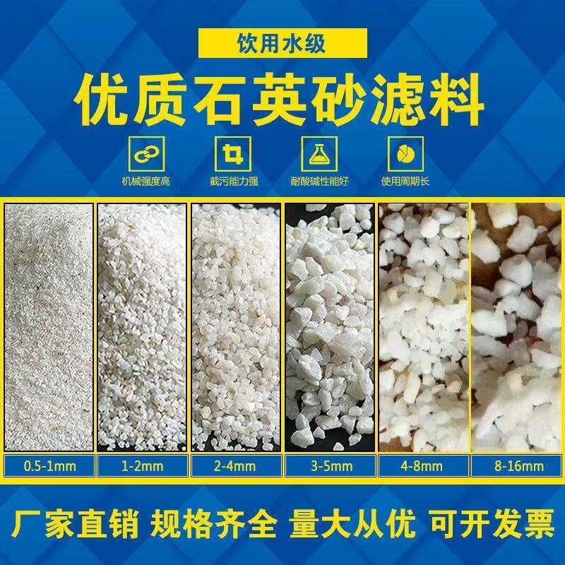 辽宁高纯度石英砂25kg鱼缸免洗铺底石流沙污水处理泳池过滤石英砂