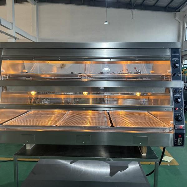 商用汉堡保温柜展示柜恒温加热保暖柜双开门炸鸡柜带自动进水装置