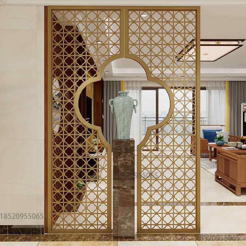 定制新中式不锈钢屏风隔断别墅客厅镂空花格栅入户玄关背景墙钛金,金属材料及制品,不锈钢制品,淘宝优惠券,粉丝福利购,淘宝优惠卷