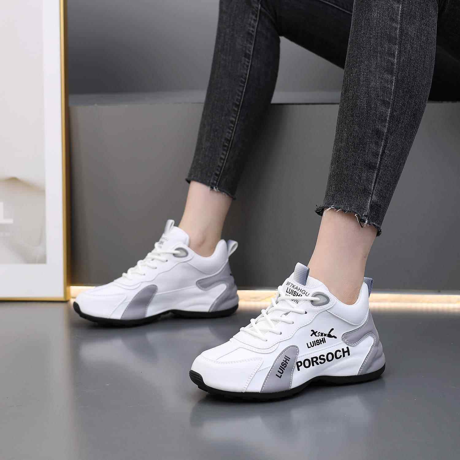 高档动真皮网面厚底老爹鞋2女025新气款春百搭女鞋软底透女士休闲