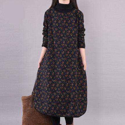 Medium to long plus plus size women's dress with thickened