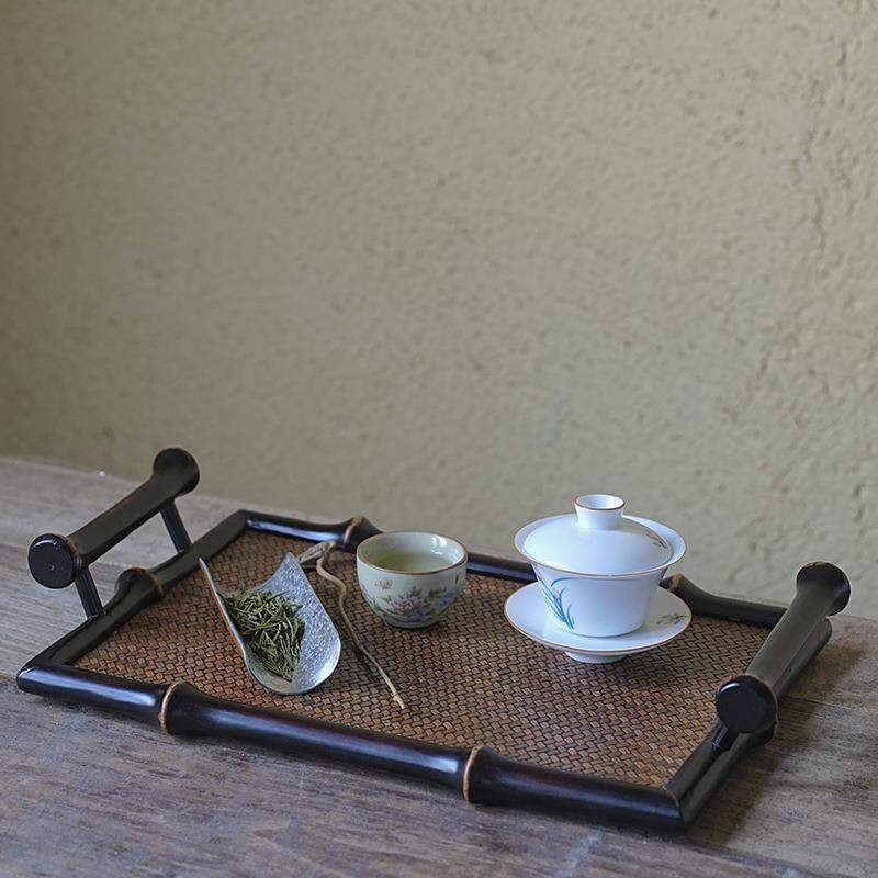 中式禅意筇竹竹编奉茶盘干泡台茶盘茶具收纳盘杯垫茶席茶具托盘