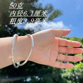 镯纯银手订工双环双圈手镯纯纯银光圈手环 坤圈手 新款 足银999乾