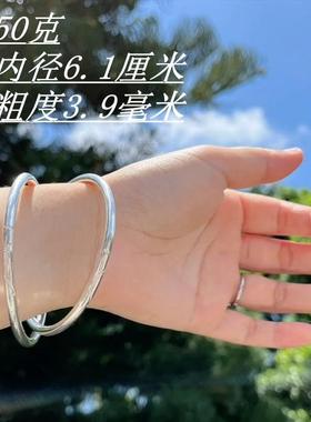 新款足银999乾纯 坤圈手镯纯银纯工双环双圈手镯银手 光圈手环订
