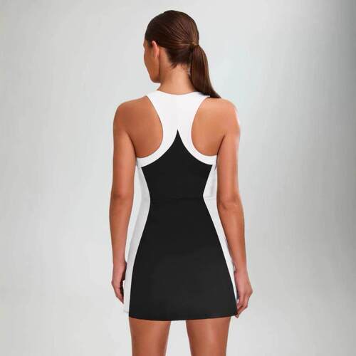 Hanging neck exposed backpack hip short dress set with