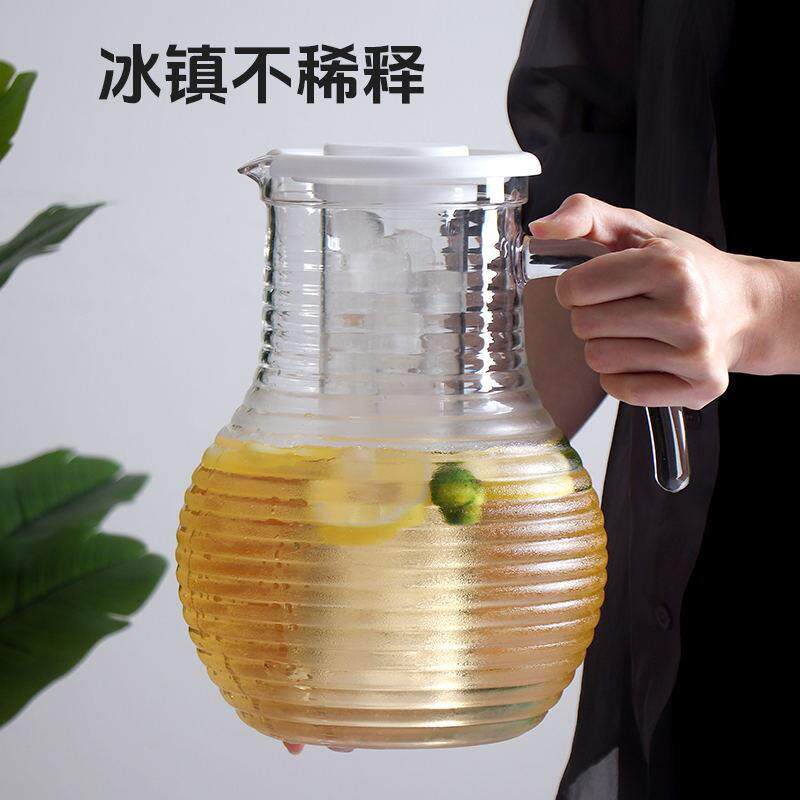PC亚克力带冰柱凉水壶透明耐摔带中柱冷水壶果汁冰镇饮料瓶大容量