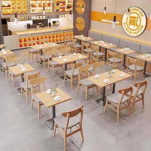 麻辣烫快餐汉堡寿司店水饺面馆食堂小吃店餐饮实木桌椅卡座组合