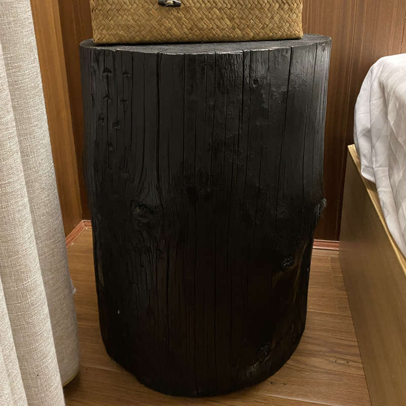 IL侘寂风碳化黑色杉木树桩实木木桩底座原木墩子木头墩坐凳根雕凳