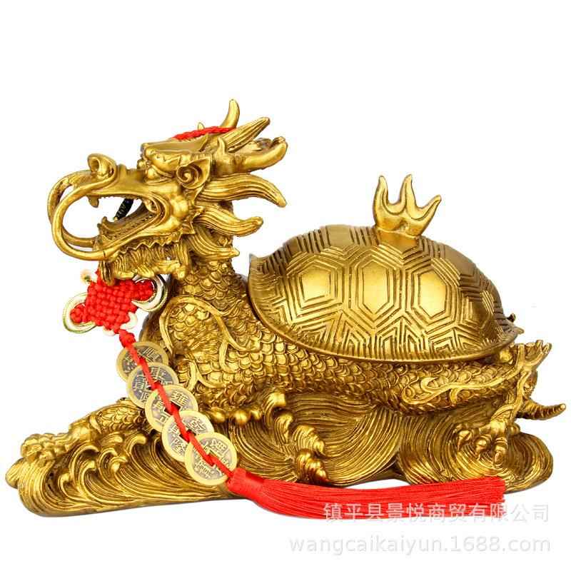铜龙龟摆件开盖龙头龟客厅工艺品母子龙龟办公室摆件