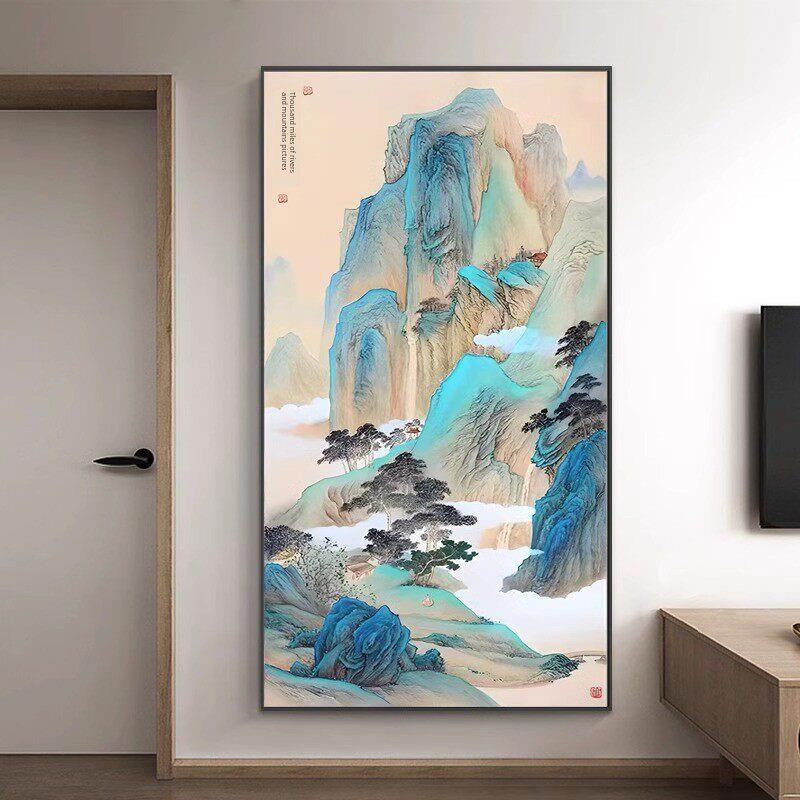 名画千里江山画竖版十字绣2025新线绣客厅入口经典大气新中国风