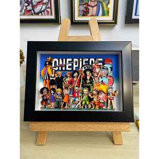 海贼王周边3D立体画手办草帽全员路飞动漫送男生生日礼物挂画摆件