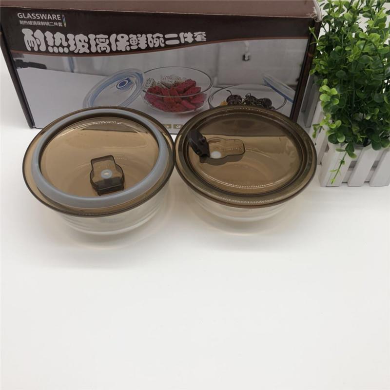 密封碗保鲜碗两件套耐热玻璃保鲜碗三件套微波炉加热促销礼品