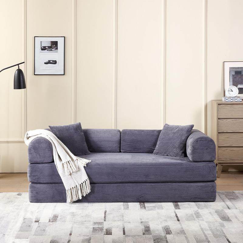 外贸意式高密度海绵压缩沙发小户型三人位灯芯绒沙发床客厅沙发