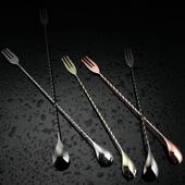 细螺纹带叉长吧勺搅拌棒调酒棒吧勺Bar 酒吧灵魂 日式 Spoon酒具AI