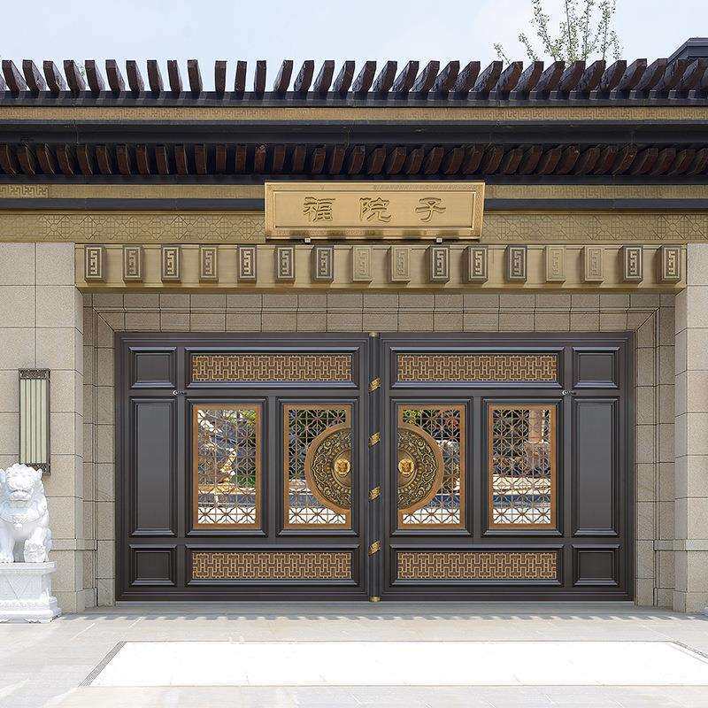 别墅双开门进户门 小区庭院铝艺大门 铝合金欧式花园铝艺大门厂家