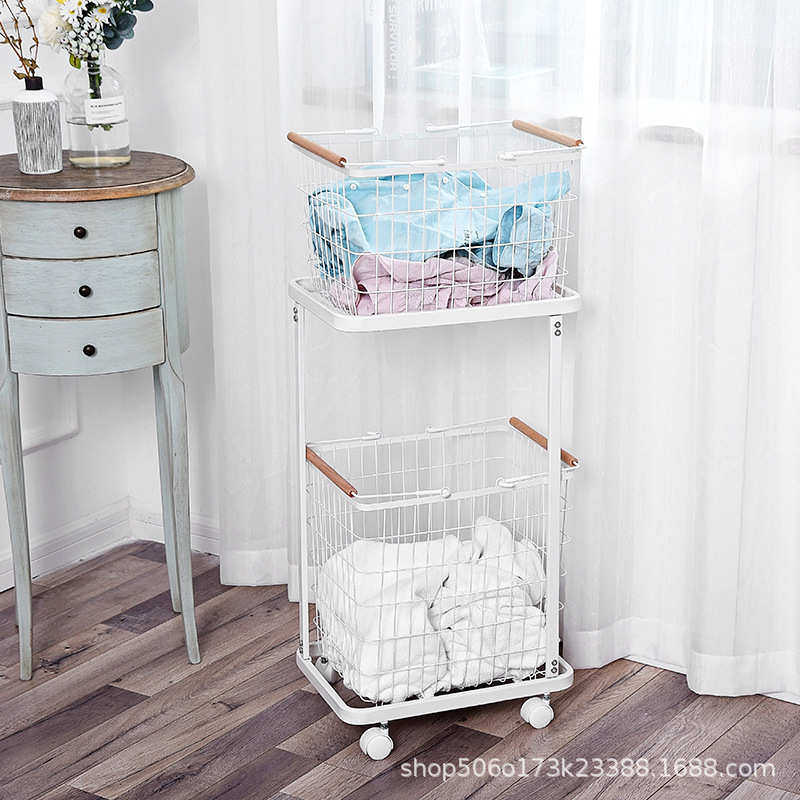 铁艺北欧风脏衣篮家用洗衣分类脏衣篓衣服收纳筐万向轮推车收纳篮,收纳整理,脏衣篮,淘宝优惠券,粉丝福利购,淘宝优惠卷