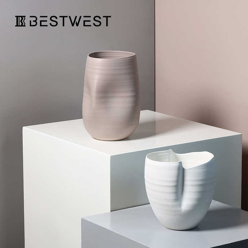 博西家居 日式极简不规则莫兰迪装饰花瓶摆件家居别墅庭院装饰品,家居饰品,花瓶,淘宝优惠券,粉丝福利购,淘宝优惠卷