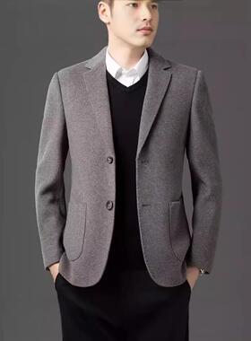 Y6802-PP秋冬务羊毛大衣男时士扣尚西装领单排羽绒内胆毛呢商休闲