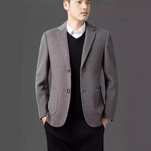 男领排扣羽内胆毛呢商务休单闲Y6802 秋冬羊毛大衣士绒时尚 西装